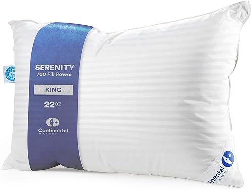 Soft Ultimate Comfort con 700 de potencia de relleno, tamaño King, 20 x 36 pulgadas, almohada 100% de plumón de ganso blanco húngaro (26 onzas),