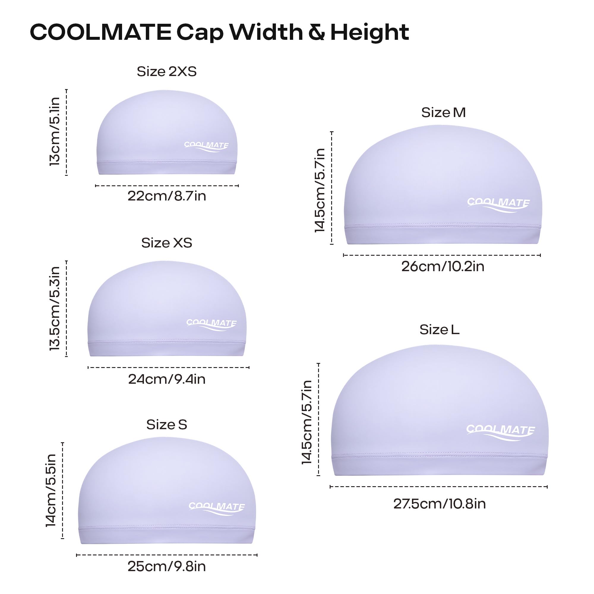 COOLMATE Fabric Swim Cap for Adult Women Men Kid 3 4 6 8 14 16, Silicone Water Resistant Layer, Cloth Swim Cap Gifts for Swimmers, Lightweight for Pool, Lap Swimming (1 pc)