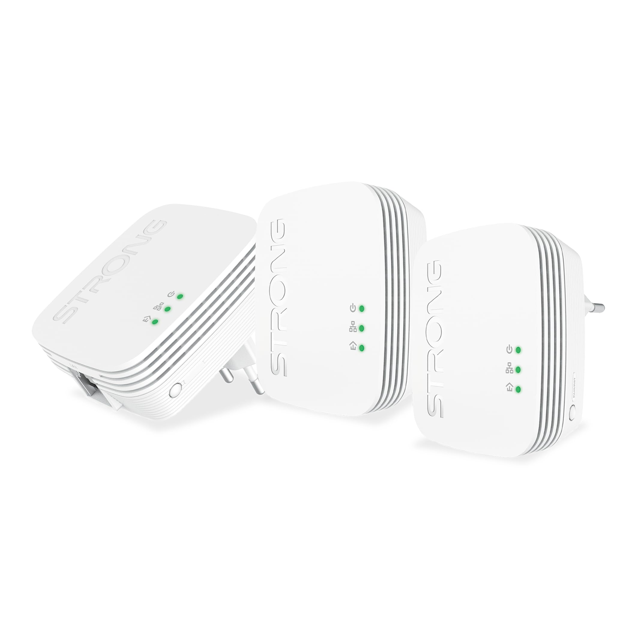 STRONG - Mini Kit Powerline 600 - Triple Toma PLC - 600 Mbps - Compatible con Box/Router - 1 Puerto Ethernet - Instalación Plug & Play - Acceso a Internet de Alta Velocidad en Todas Partes - Blanco