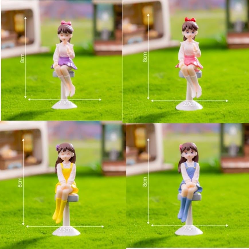 Image of Miniature Cute Girls Figurine Set of 4 - Adorable PVC Mini Statues for Miniature Garden, Dollhouse Decor, Terrariums, Fairy Gardens & Cute Gifting
