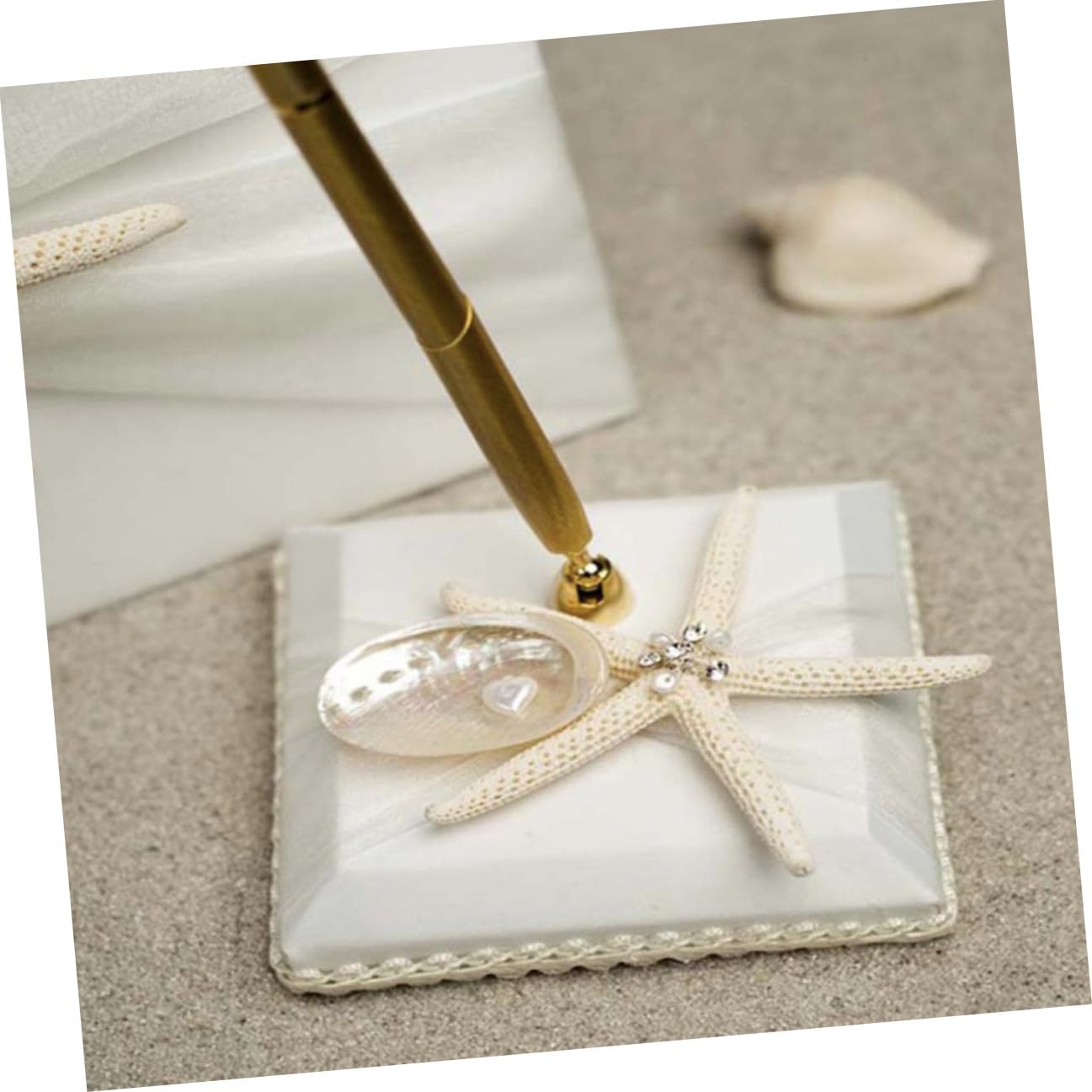 Libro degli Ospiti Stile Spiaggia con Segnaposto a Forma di Stella Marina Bianco per Registrare Messaggi e Presenze a Cerimonie di Matrimonio
