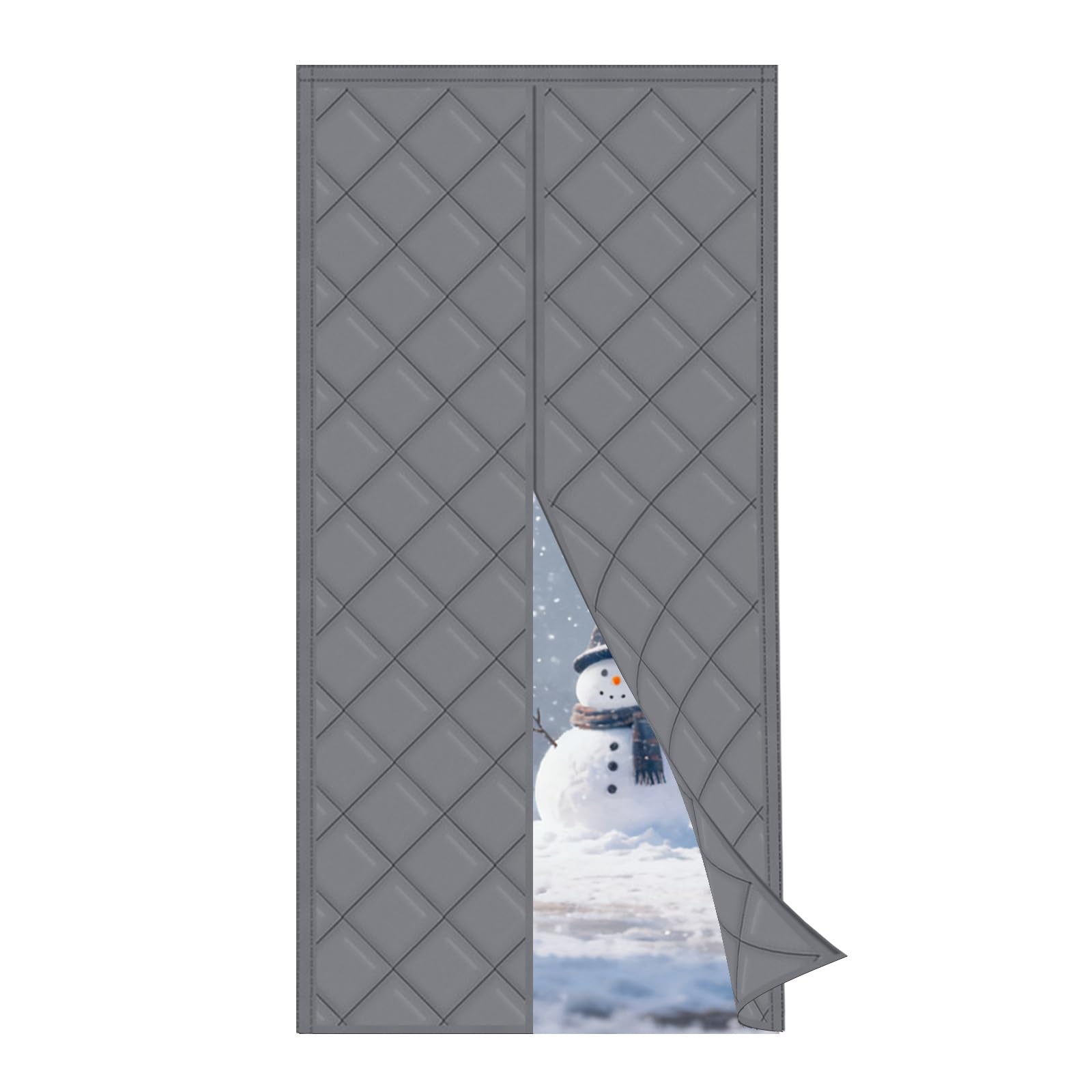 Türvorhang Kälteschutz Magnet Wärmeschutzvorhang 80x200cm 90x230cm 130x210cm Wasserdicht Winddicht Thermovorhang Für Balkontür, Kellertür, Wohnzimmer(Grau,110x210cm)