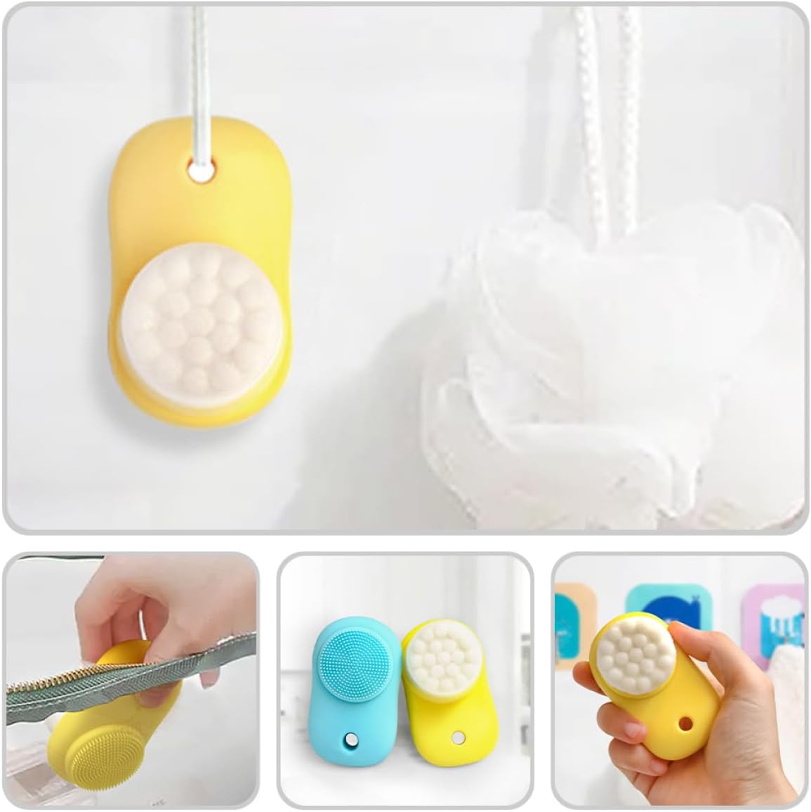 2pcs Dual-Sided Silicone Facial Cleansing Brushes Deep Cleaning Brush for Manual Exfoliating and Pore Massage, Portable Face Scrubber Set for Women, Bathroom Skin Care Tools image 4