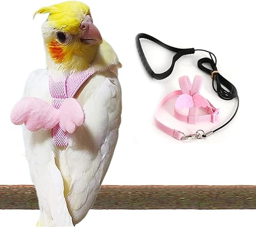 Arnés de loro ajustable para pájaros, correa de cuerda voladora, cuerda de tracción para entrenamiento al aire libre para loros pequeños,
