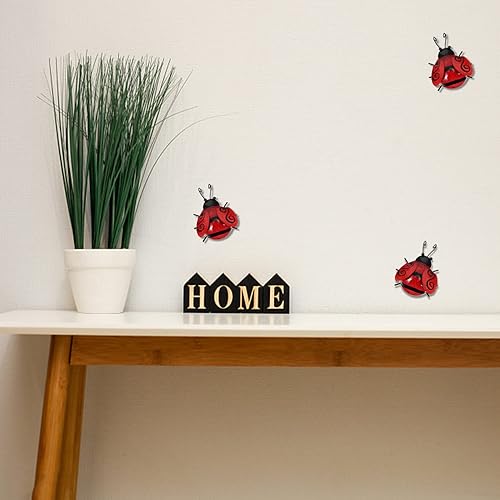 Miniatura 3 de NUOBESTY 1 pieza de escarabajo de hierro para colgar en la pared de mariquita de metal, decoración de pared de mariquita de hierro, decoración de