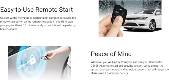 Compustar CS905-AS All-in-One 4 Button 1 Way Alarm & Remote Start System 1500' Range