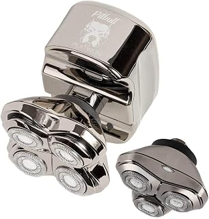 Skull Shaver Pitbull Platinum Pro Electric Razor -for a Perfect Bald Look Wet/Dry 4 Head 4d Cordless USB Rechargeable Rotary Shaver - With Bonus CR3 Blade for Face Shaving
