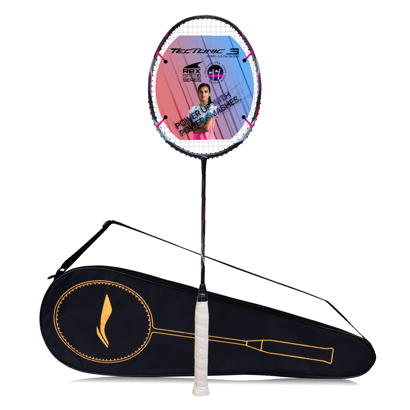 Li-Ning Tectonic 3R Strung Carbon Fibre Badminton Racket with Free Full Cover