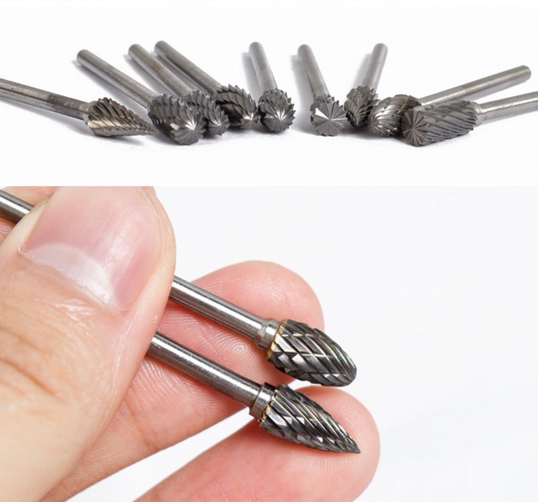 DWFEYOI 10-teiliges Hartmetall-Frässtifte-Set Mit 3 Mm Schaft – Für Dremel & Kompatible, Zum Schnitzen, Gravieren, Polieren, Bohren, Für Holz, Metall, Stein, Jade