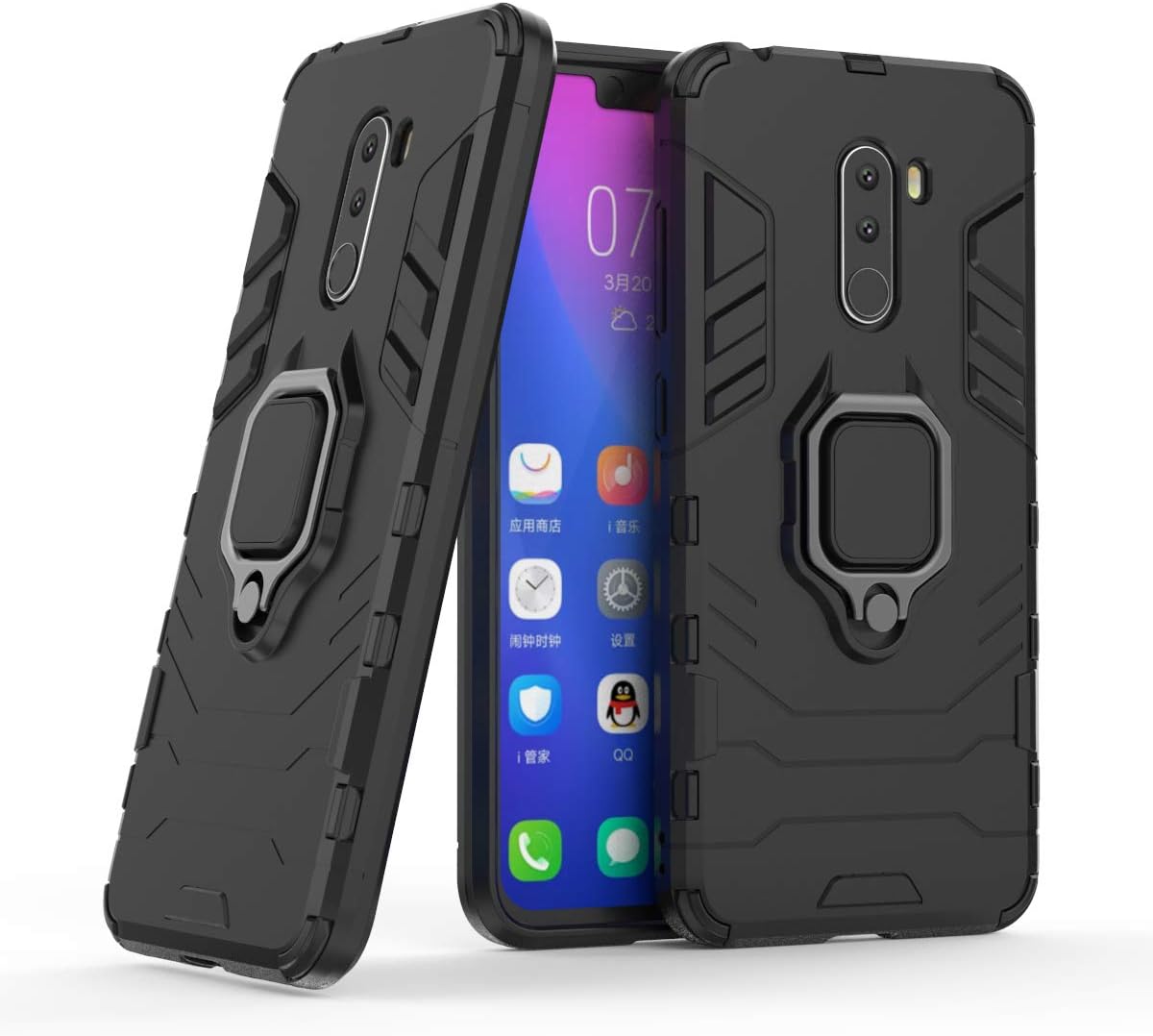 Cocomii Black Panther Ring Xiaomi Mi F1/Pocophone F1/Poco F1 Case, Slim Thin Matte Vertical & Horizontal Kickstand Ring Grip Bumper Cover Compatible with Xiaomi Mi F1/Pocophone F1/Poco F1 (Jet Black)
