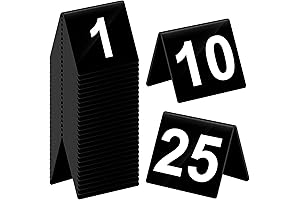 Tuanse Table Numbers 1-25: Acrylic Table Tents for Guest Table Identification at Weddings and Parties