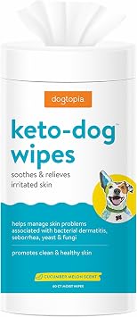 Dogtopia Keto Dog Wipes for Pets 60ct | Soothing and Convenient Wipes for Pets Irritated Skin | Relief for Skin Problems in Dogs