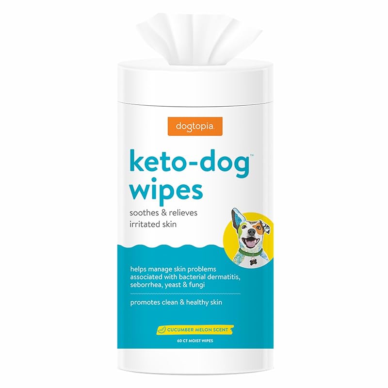Lenços de Higiene para Cães Dogtopia Keto Dog Wipes com Cetoconazol e Clorexidina, 60 unidades