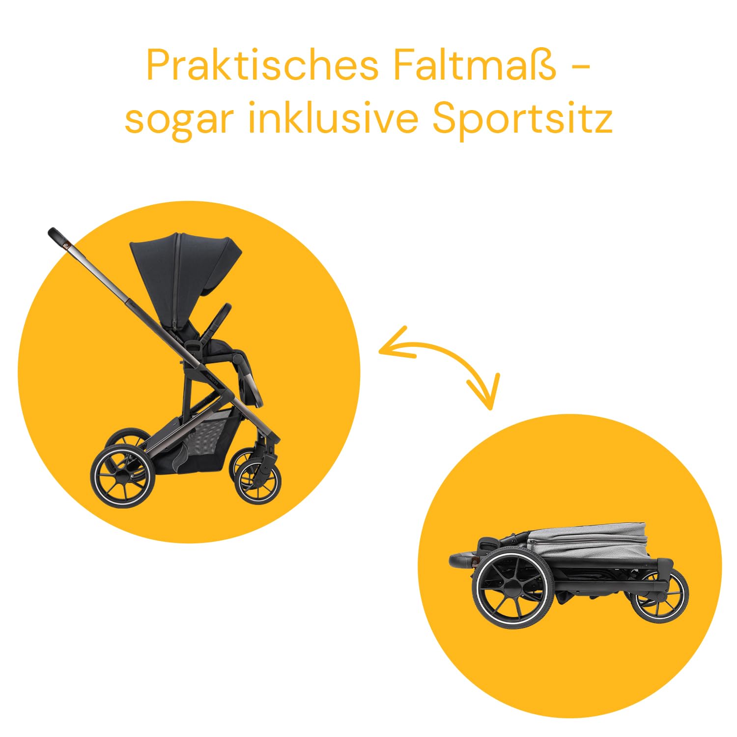 Osann Passeggino Navetta Duo Juntos Sistema Combinato - Leggero e compatto - Reversibile - Aerato - Parapioggia anti pioggia - Fronte Mamma - Fronte Mondo (Coal Nero)