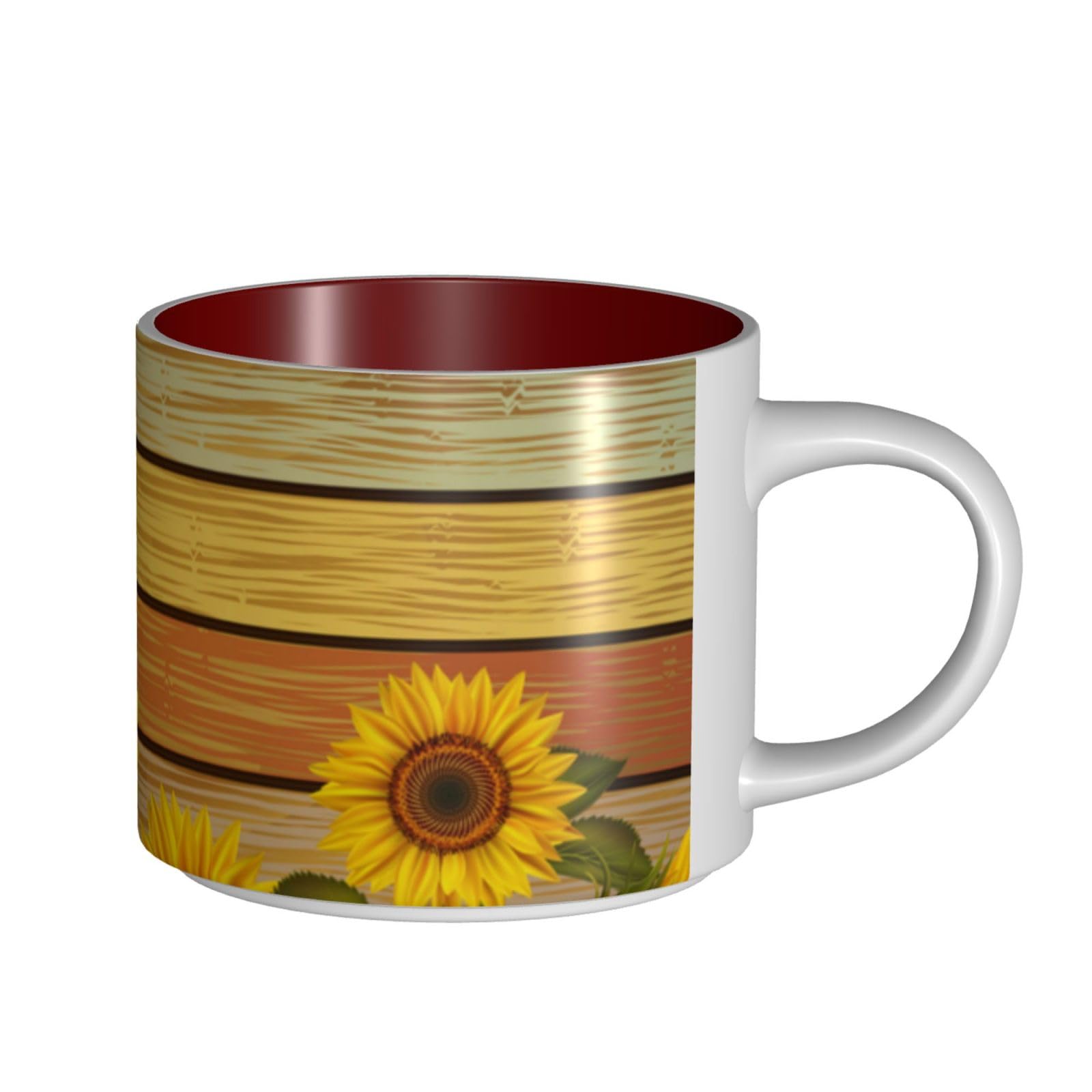 Farbige Holztafel Sonnenblume bedruckt große Kapazität Keramik Tassen Kaffeetasse