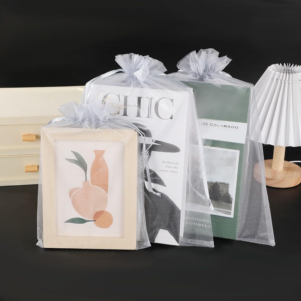 DAHI 30 bolsas de organza de 40 cm, 30 unidades para rellenar, para joyas, bodas, bolsas de organza (30 x 40 cm/30 unidades)