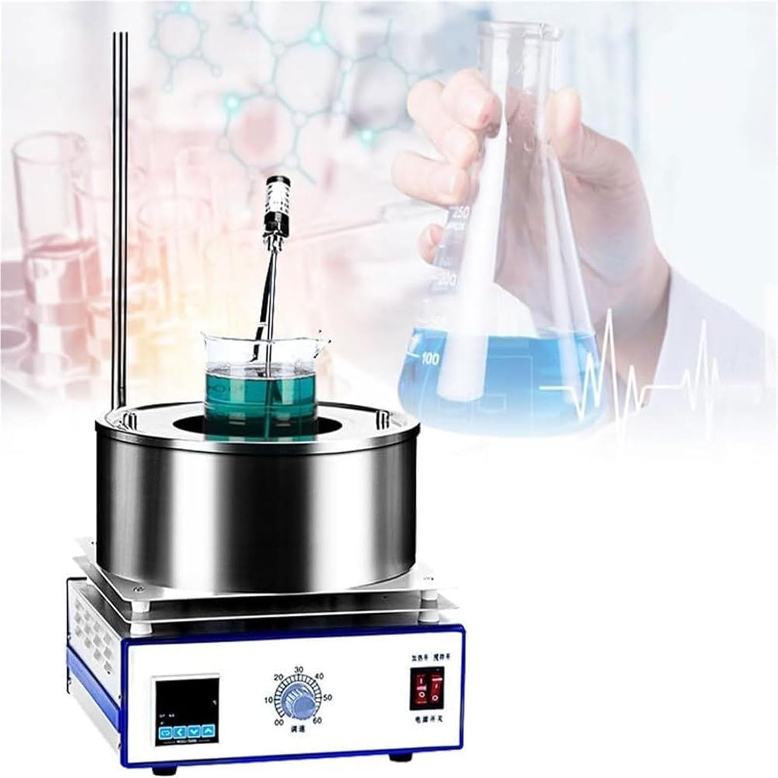 Magnetrühr-heiztopf Für Labore, Stufenlos Regelbarer Magnetrührer Mit Rührstab Und Temperatursensor, 0-2600 U/min, Wasser- Und Ölbad, Ideal Zum Mischen Und Erhitzen Von 5L