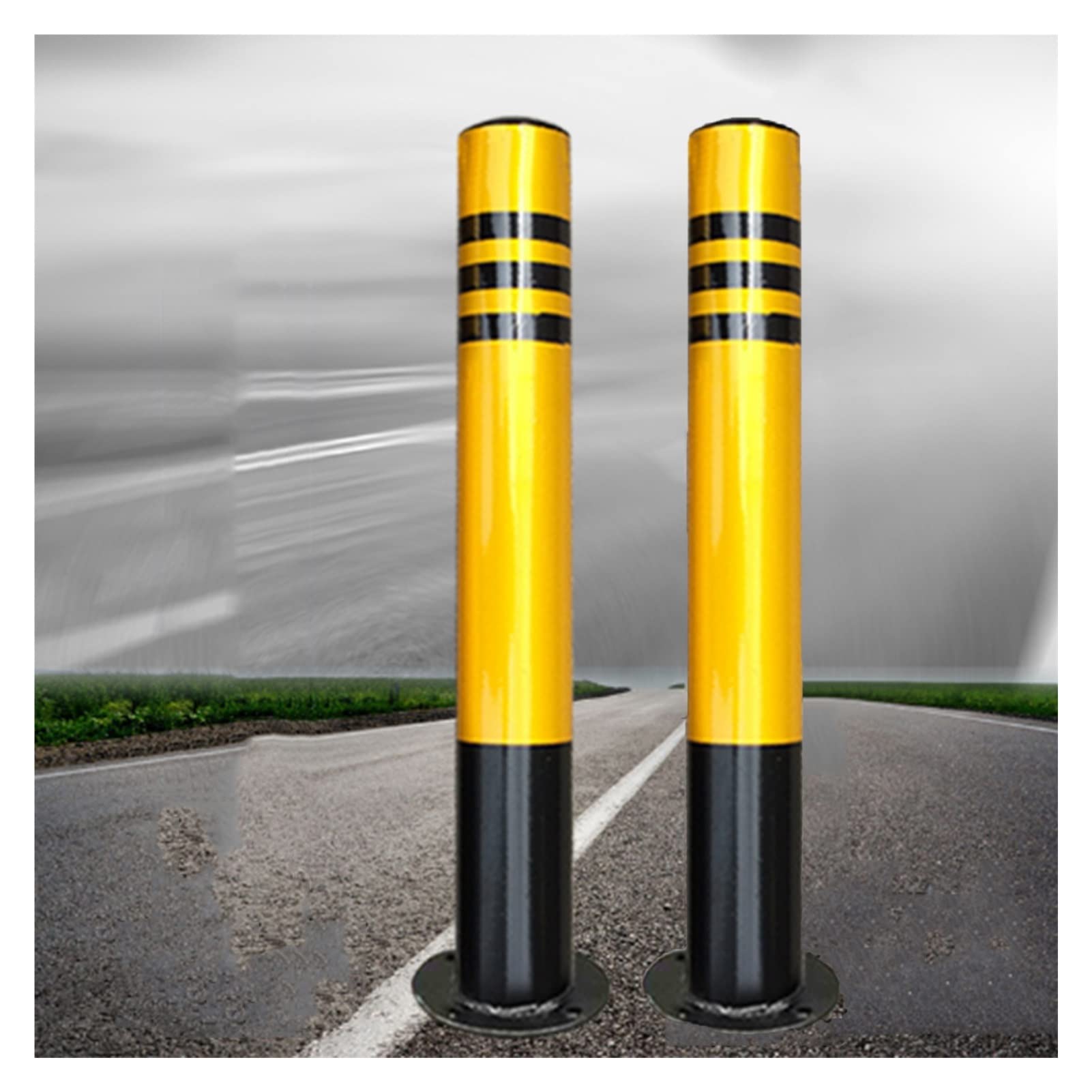 GHHVFEC Metal Traffic Cones Reflective Safety Posts Parking Bers for Driveways Traffic Control Poles (2-Pack 75 cm) - Enhance Parking Safety & Visibility