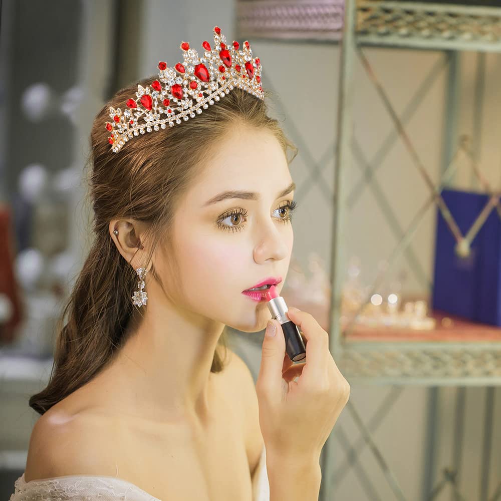 Amazon.com: TOBATOBA Red Crown Queen Crowns for Women Crystal