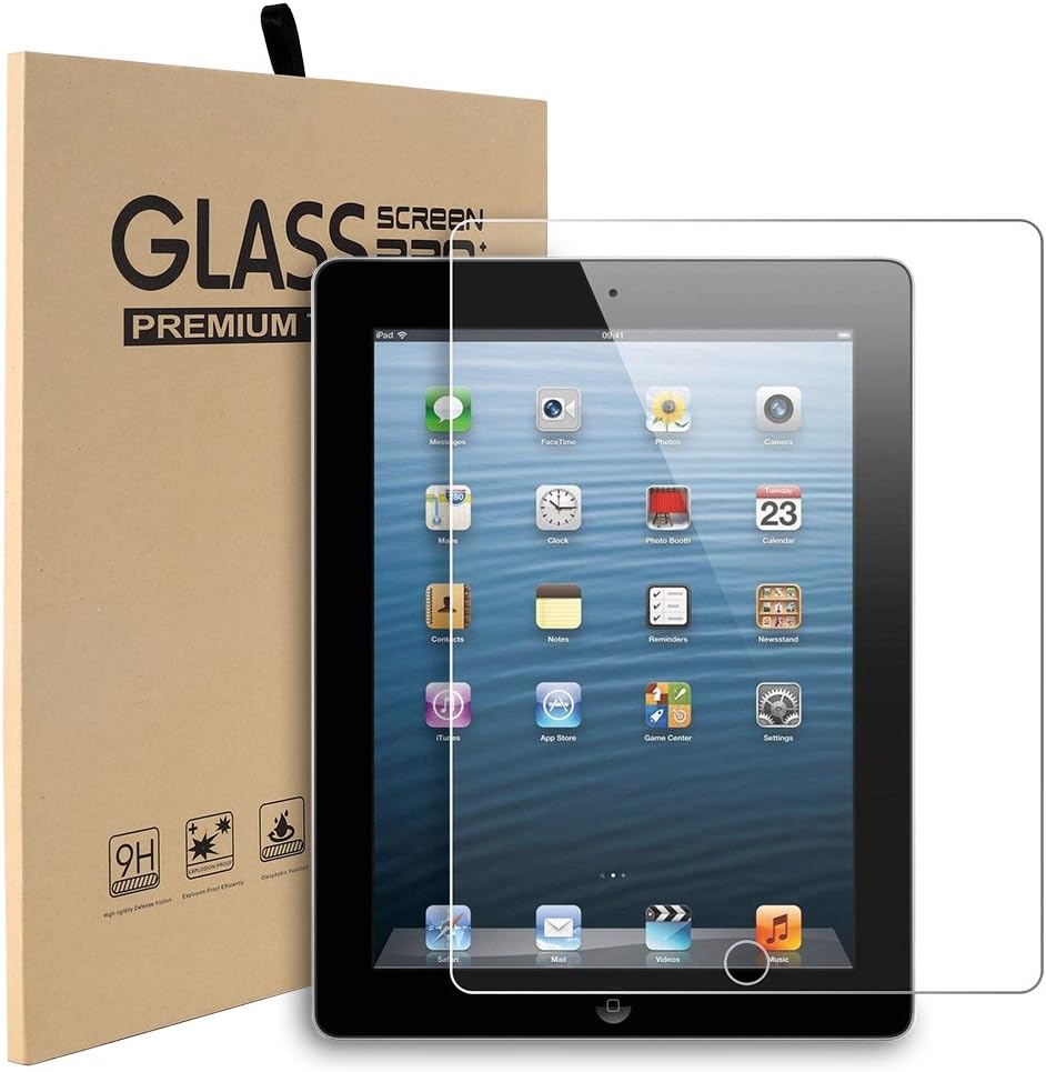 iPad 2 3 4 Glass Screen Protector, Abestbox 9H HD Premium Tempered Glass for Apple iPad2 / iPad3 / iPad4, [0.26mm Thickness], 99.9% Light Transmission, Most Durable