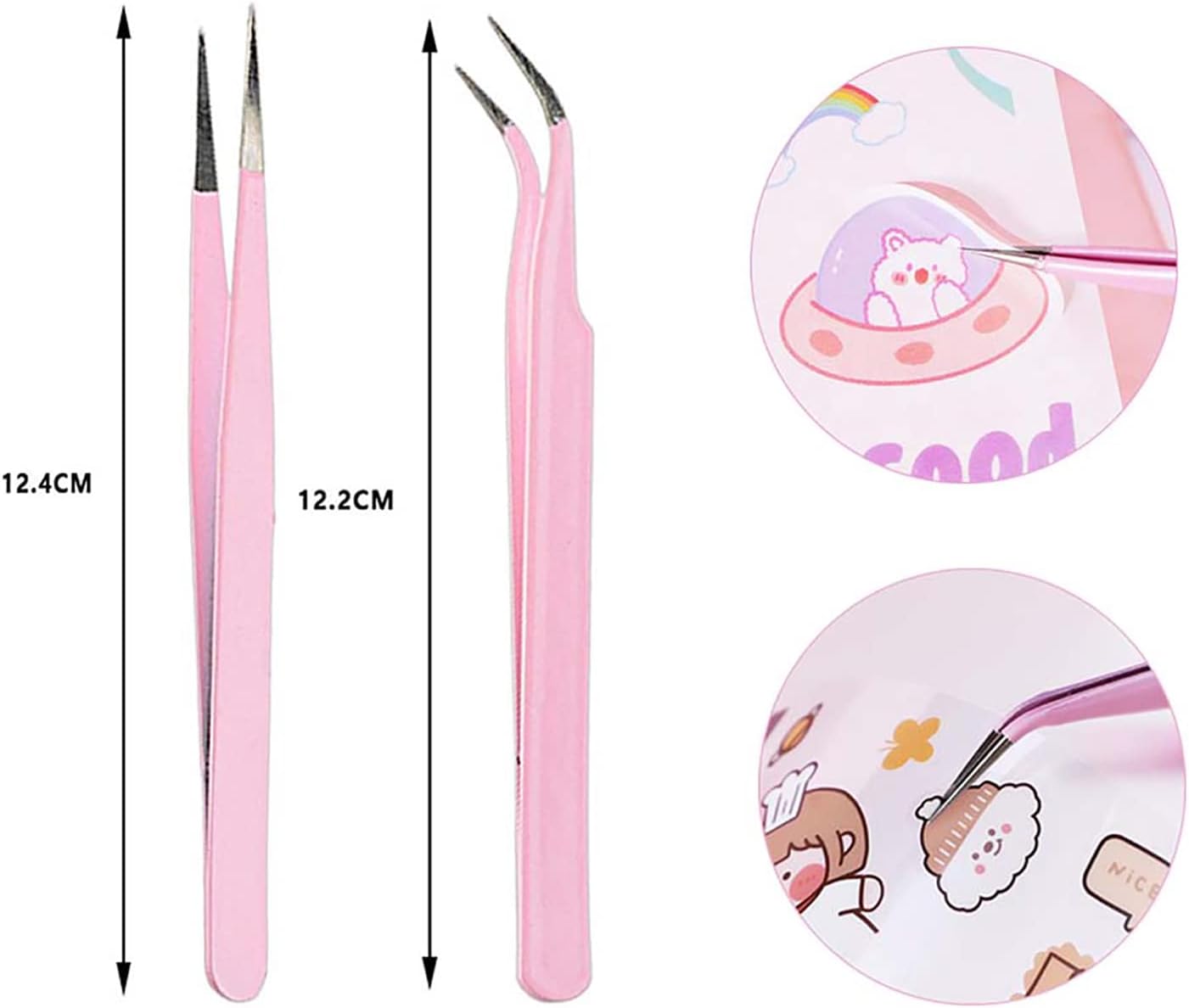 4PCS Precision Tweezers Set, Diamond Painting Tools, Lash Tweezer,Anti-Static Stainless Steel Curved & Point Tip Tweezers, for Nail Art, Electronics, Laboratory Work, Craft, Soldering, DIY