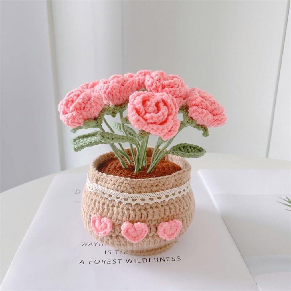Amazon.com: WAIT FLY Handmade Crochet Flowers with Vase, Lovely