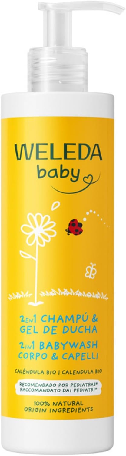 Weleda - Champú y Gel de Ducha Caléndula BIO 2 en 1 para Bebés y Pieles Sensibles, con Aceite de Almendra y Sésamo, Natural, Vegano y Suave con los Ojos - 400 ml