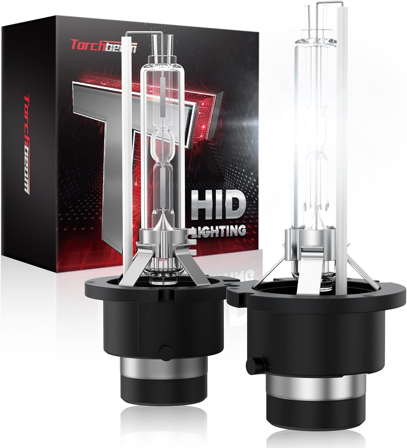 Torchbeam D3S HID Headlight Bulbs, 8000K White Blue, High/Low Beam, 66340 42403 42302 (42403C1) Xenon Replacement Bulbs with Metal Stents Base, Pack of 2