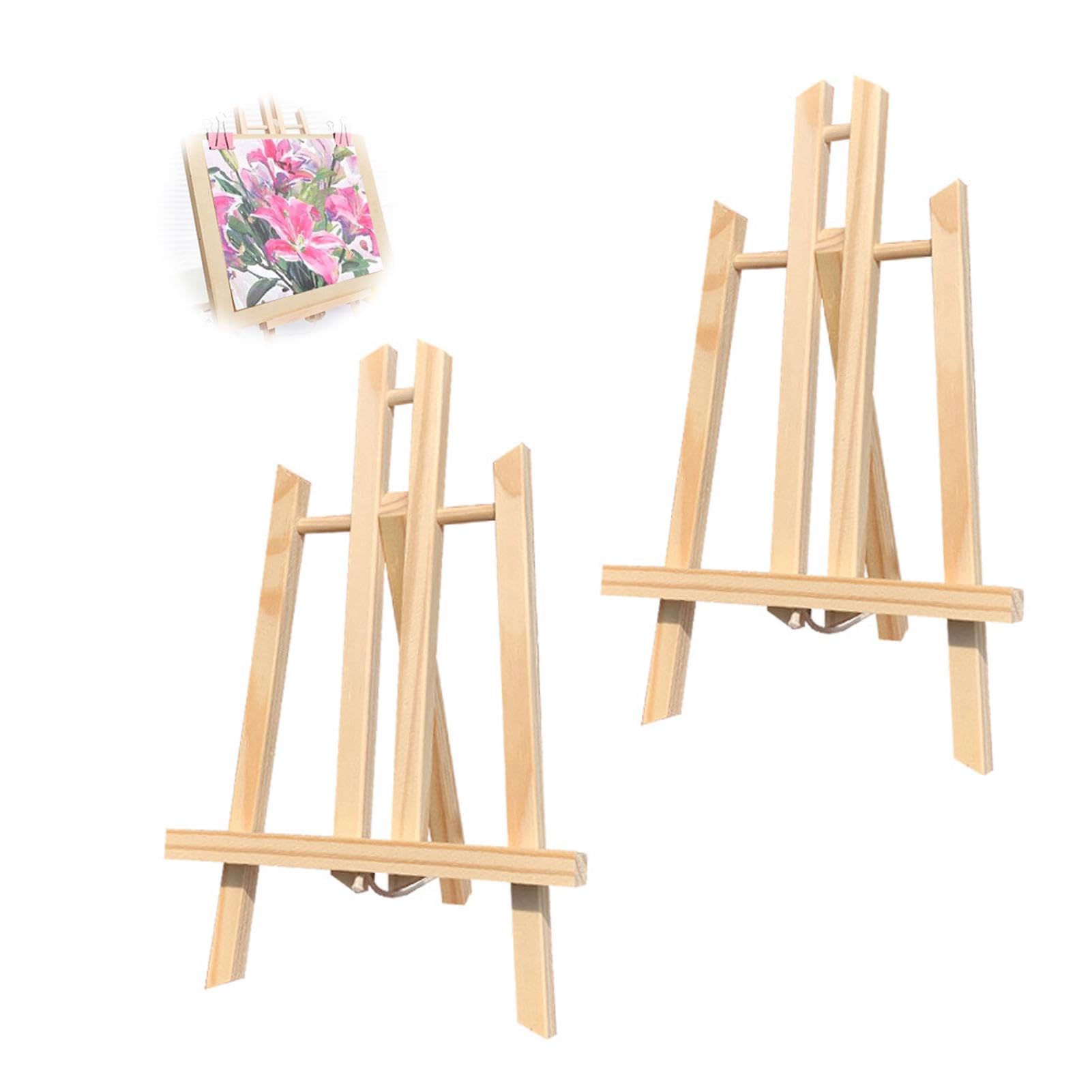 2 Pcs Wooden Tabletop Art Display Easels, Easel Stand, Small Painting Easel 30cm, Painting Stand for Art Projects, Office Displays, and Parties