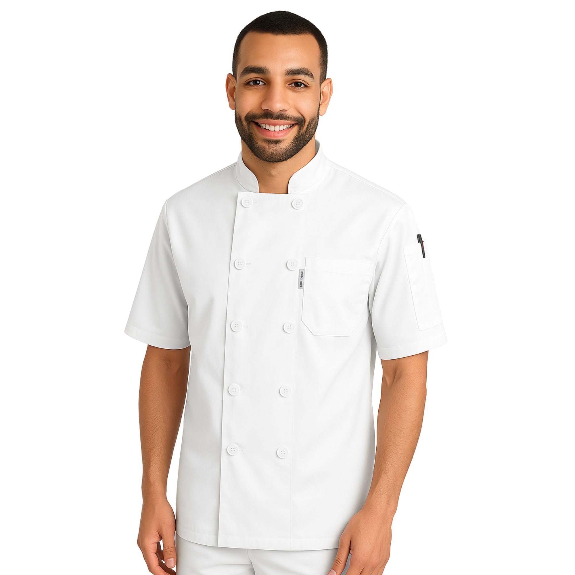 uniformer Half Sleeves Chef Coat for Men | Double-Breasted Chef Coat With Reversible Closure | Comfortable & Stylish | Easy Care & Breathable | Ideal for Chefs, Cooks, and Kitchen Staff-picture-43