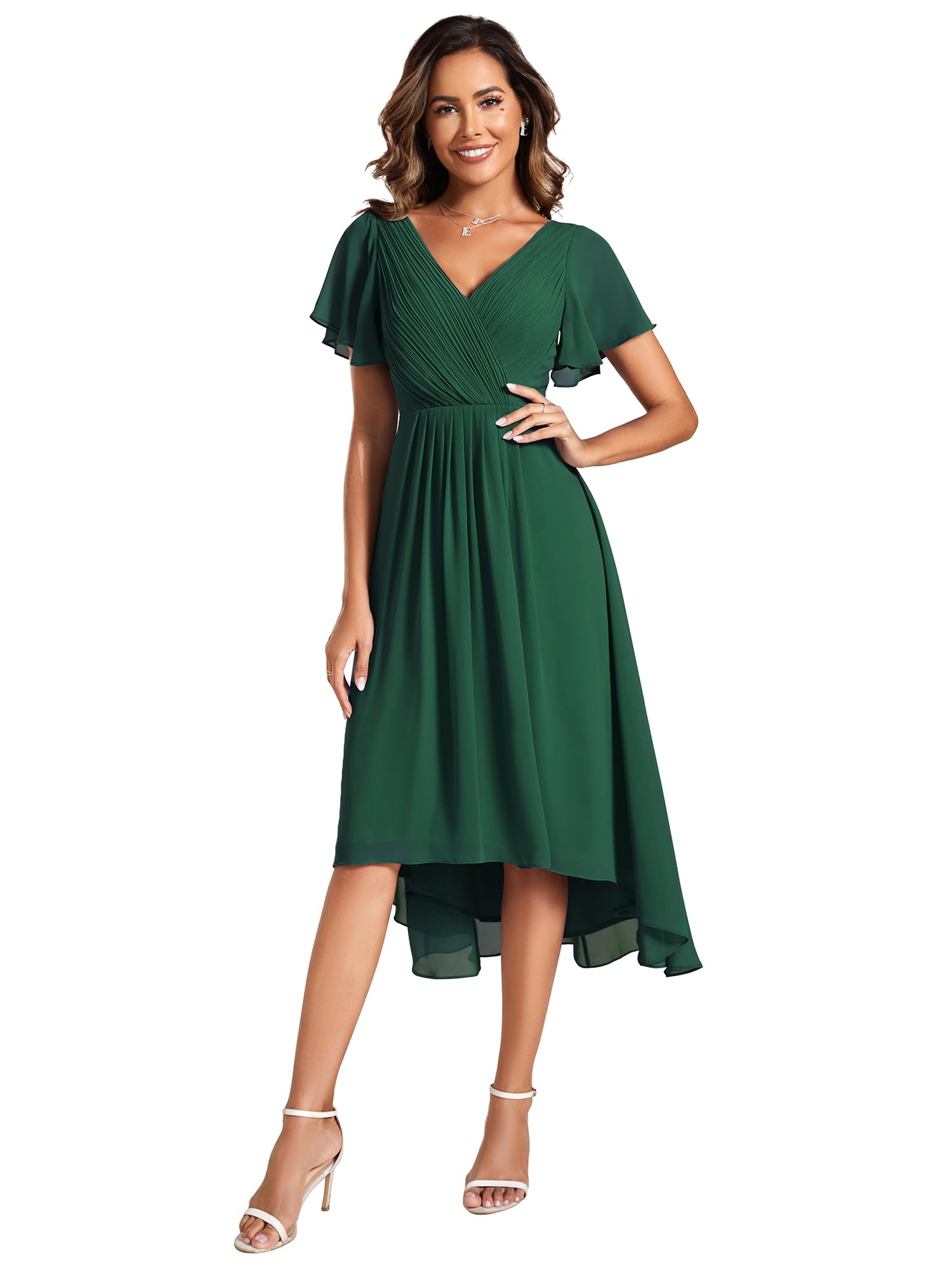Ever-Pretty Boda Vestidos de Invitados Elegante Gasa Corto Mujeres Vestidos de Cóctel Vestidos de Novia Delantero Corto Espalda Largo EG01923