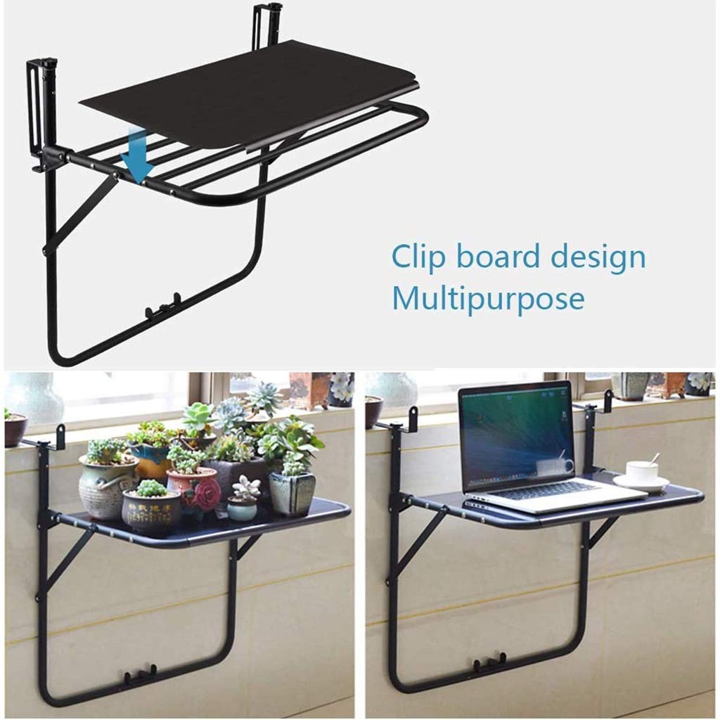 Tavolino regolabile per balcone, giardino, terrazza, bancone pieghevole da parete, per barbecue, cibo, bevande, decorazioni