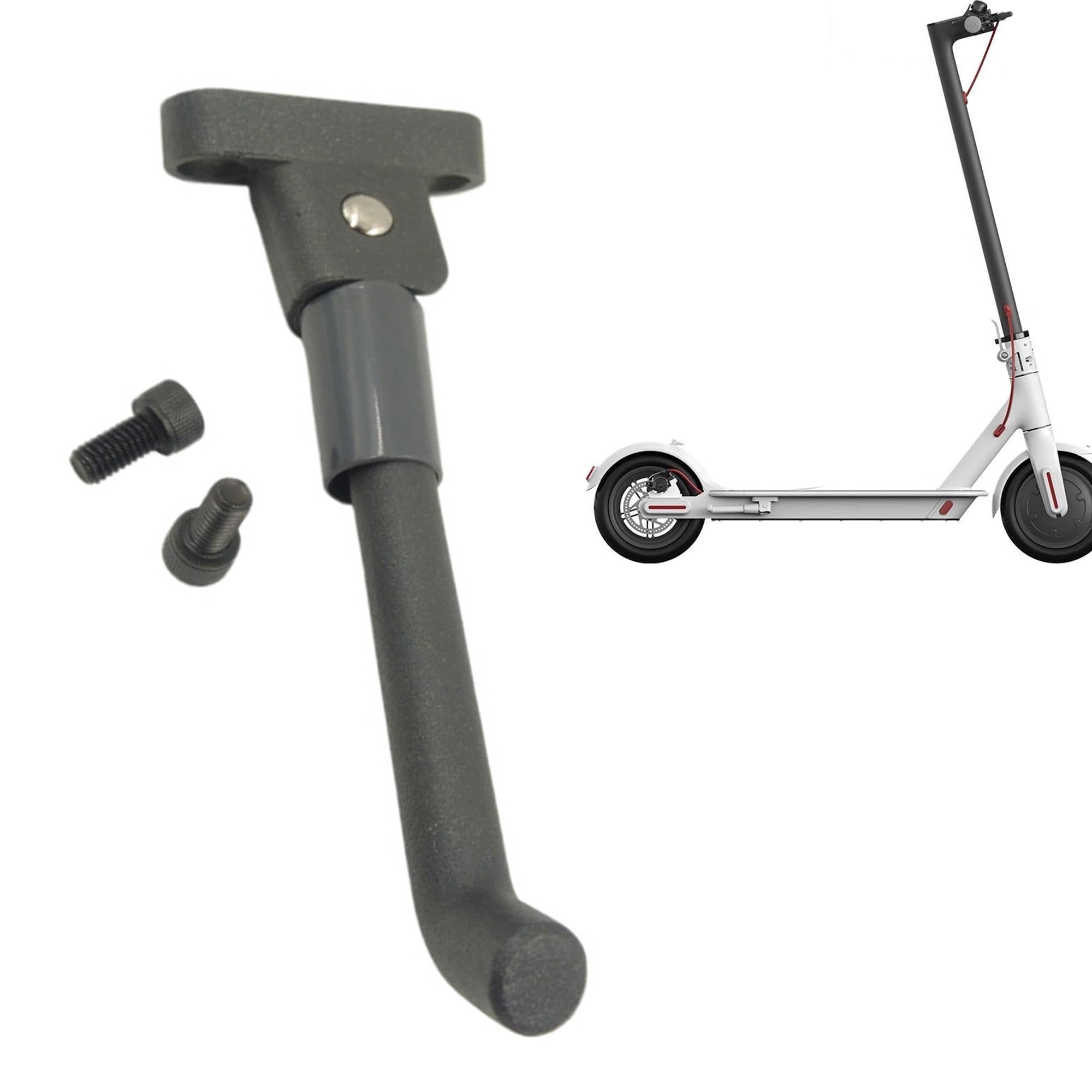 LEOUEANR Universal Scooter Side Stand Replacement Part, Adjustable Fit Design, Reinforced Metal Construction, Compatible with Electric Scooter Models, with Mounting Hardware