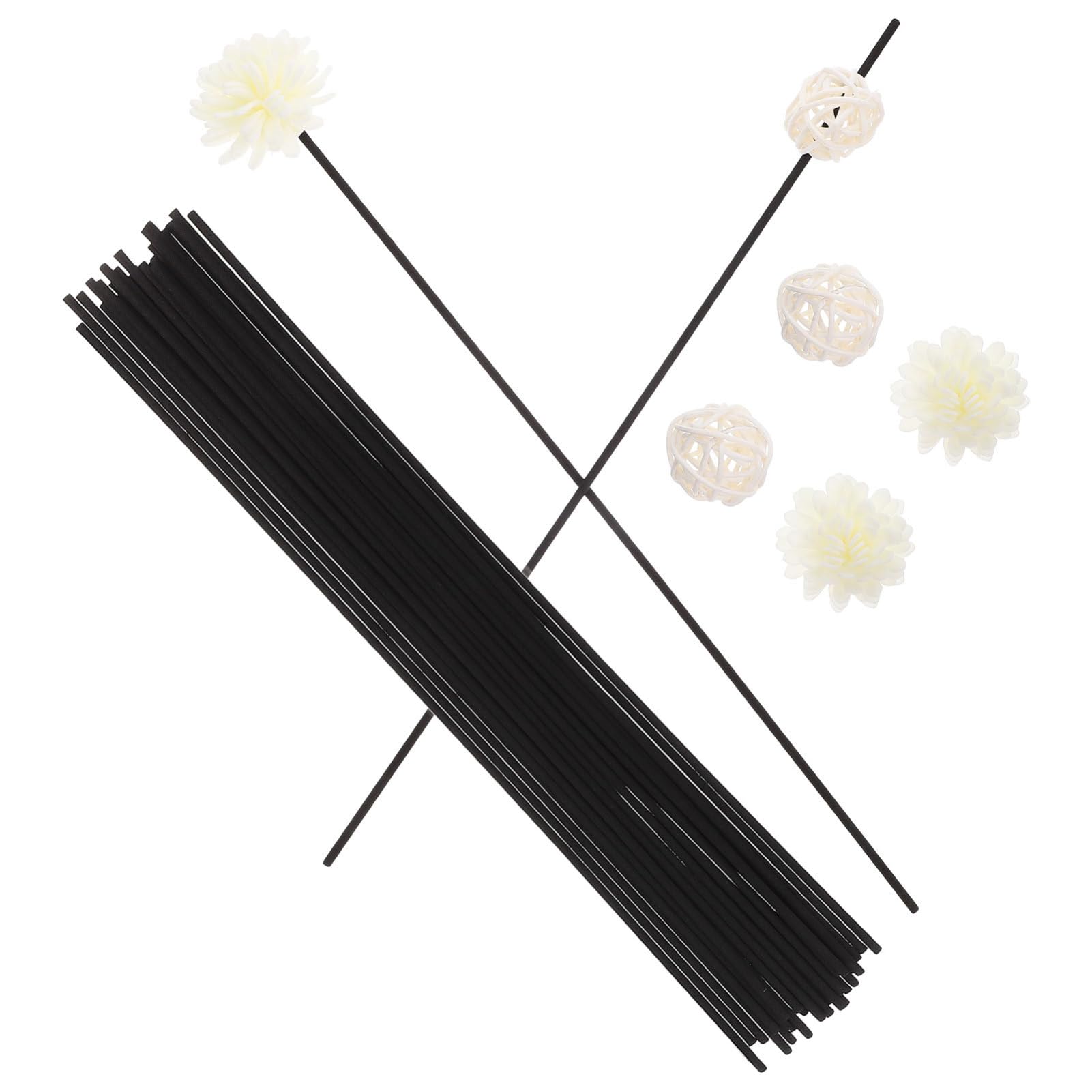 Bâtonnets Diffuseurs 1 Set en Fibre et Rotin Noirs