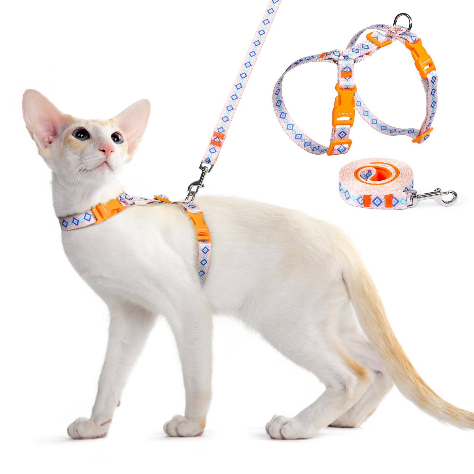 Dooradar Cat Harness and Leash, Escape Proof Adjustable Kitten Vest, Lightweight Soft Pet Straps, Easy Wearing for Small Medium Kitty Safe Walking