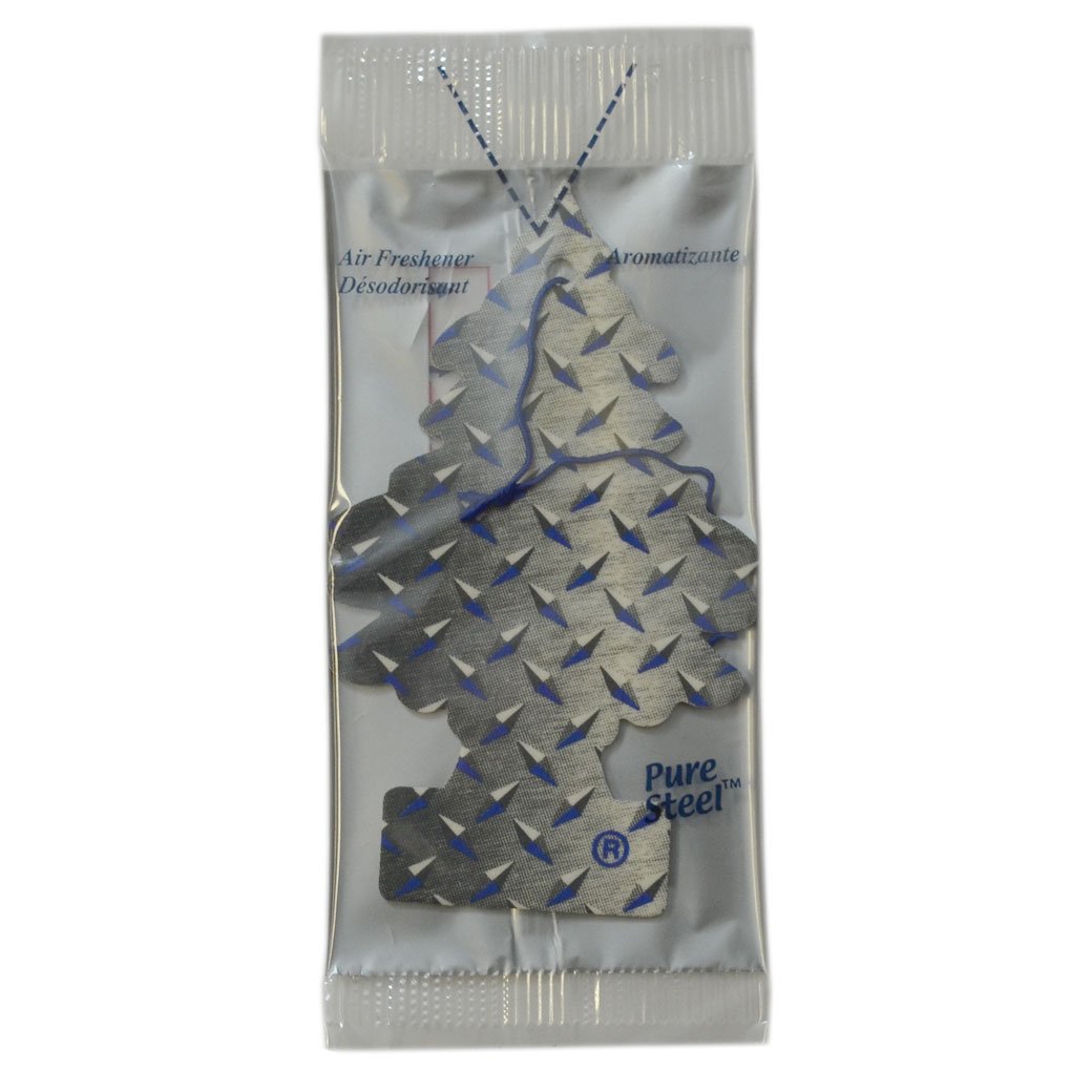 LITTLE TREES Hanging Car, Home and Office Air Freshener, Pure Steel Scent