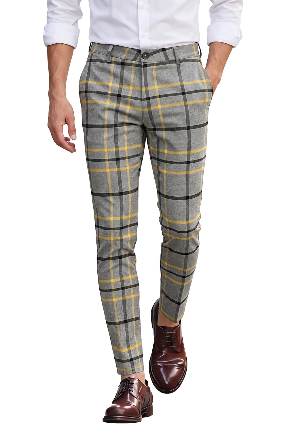 GINGTTO Mens Dress Pants Slim Fit Stretch Flat Front Chino