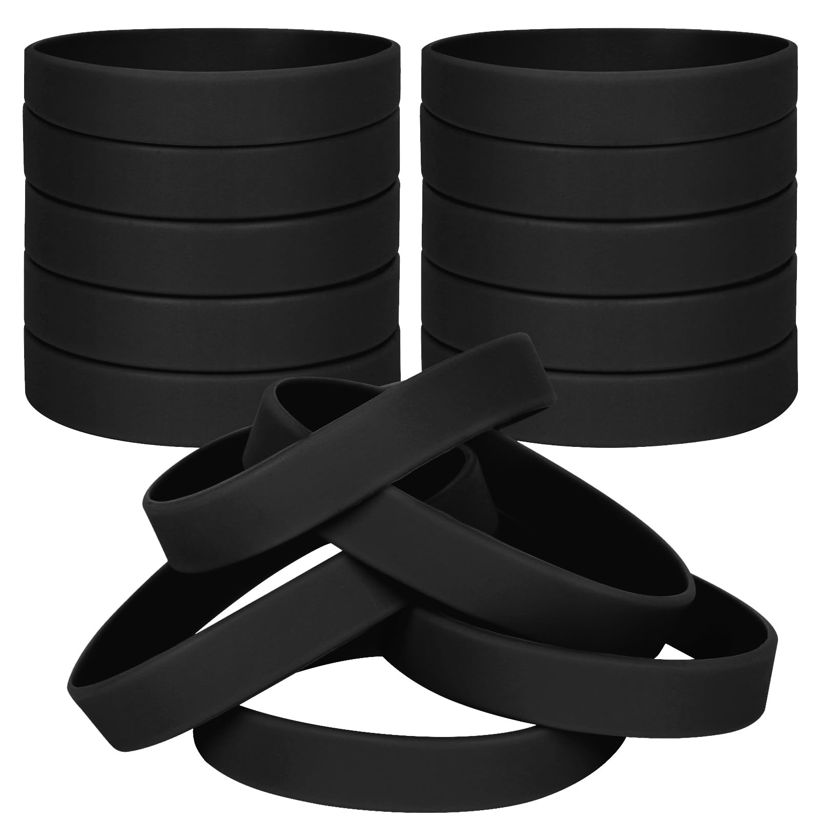 LVNRIDS 30 PCS Silicone Bracelets Wristbands for kid, Sports Rubber Elastic Wristband Bracelet for School Activity Party Favors Decorations Black