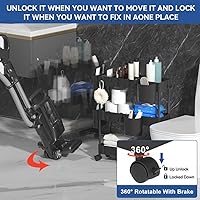 Vista 3 de VANDHOME 3-Tier Slim Storage Utility Rolling Cart with Wheels Multifunction Organizer Slide Out Trolley Cart for Kitchen Bathroom Narrow Places with