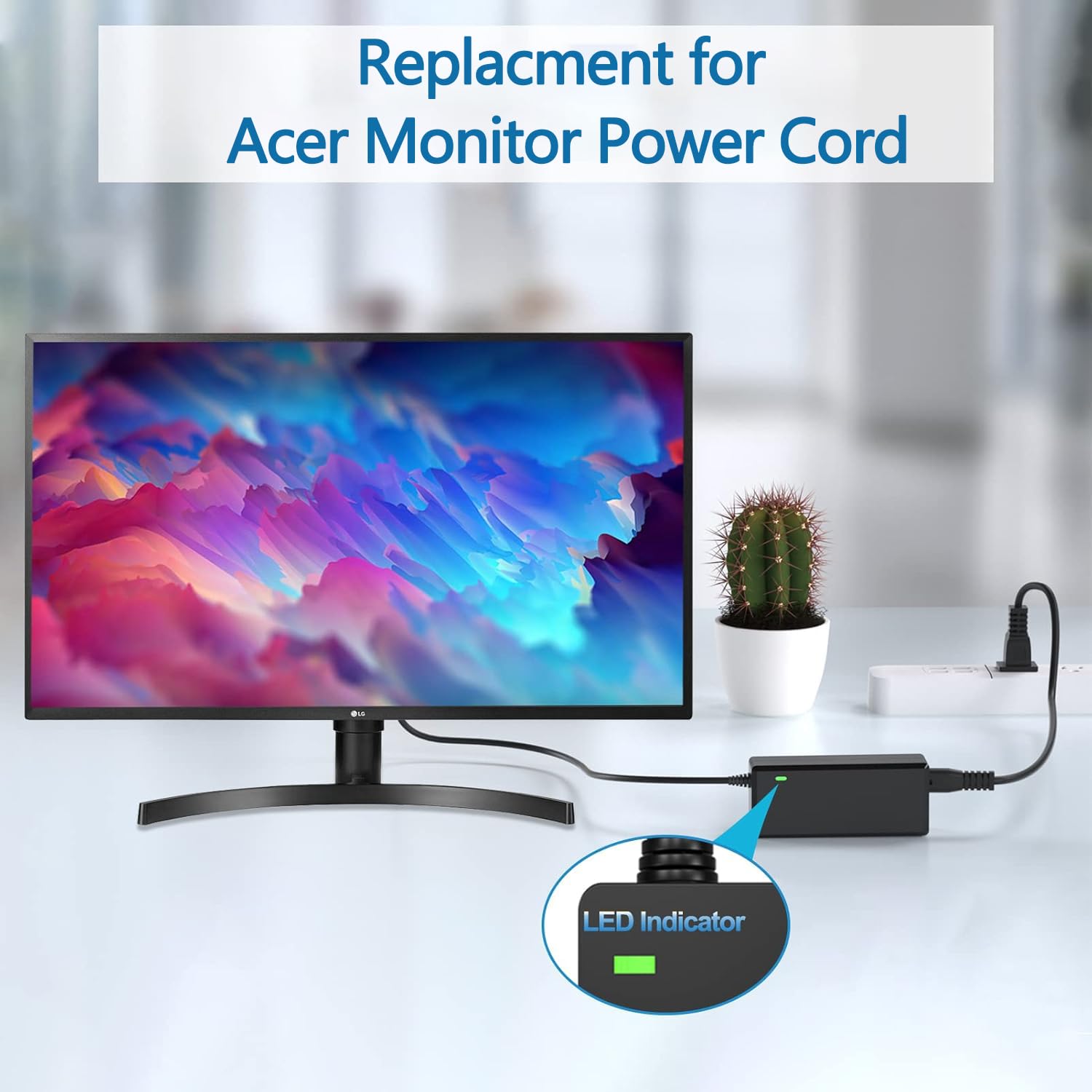 Acer - 専用 19V Replacment for Acer Monitor Power Cord Compatible with