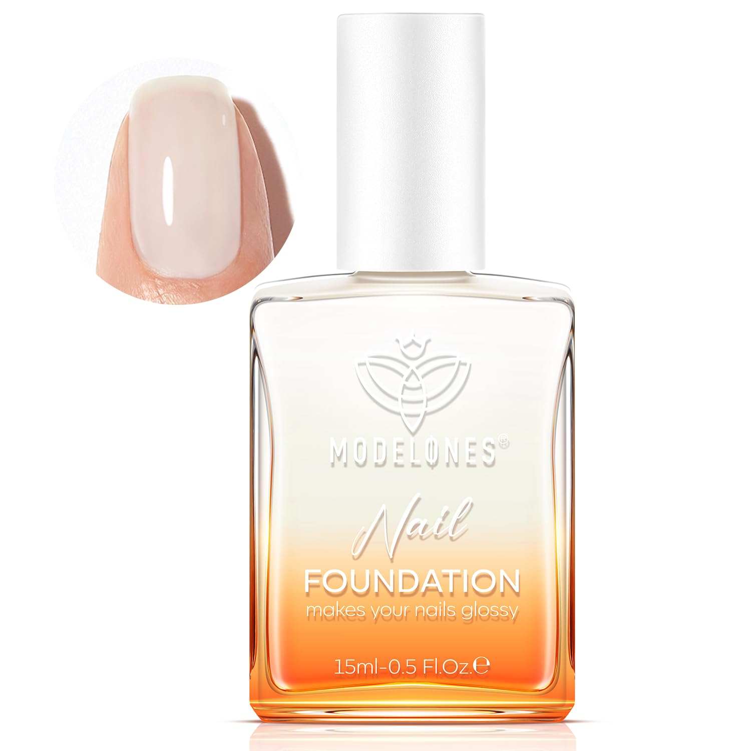 modelones Nail Strengthener, Milky White Nail Natural Concealer Foundation Polish Air Dry Nail Growth Polish for Damaged Nails Imperfection Masking Gifts for Women 15ml