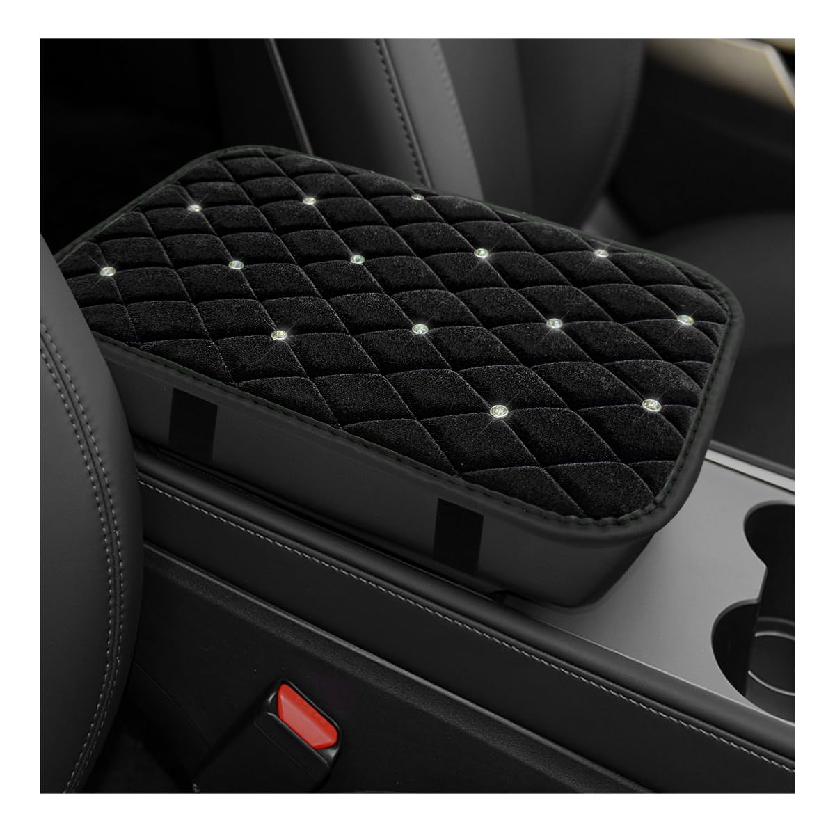 Photo 1 of YTFRL Car Center Console Cover - Black Rhinestone Armrest Pad