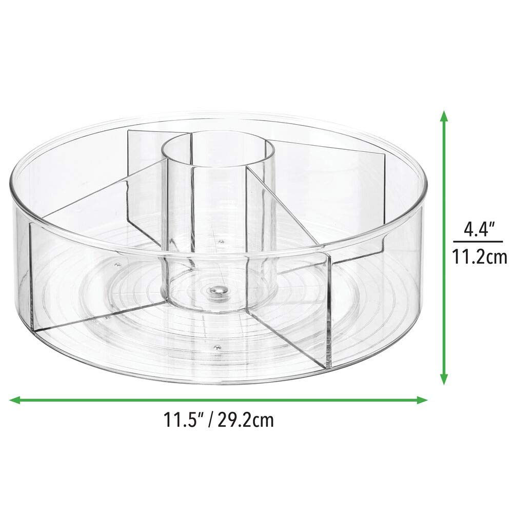 mDesign Set da 2 Piatto girevole per penne, graffette, blocchi per appunti, ecc. – Portaoggetti da scrivania a 5 scomparti – Pratico contenitore in plastica per il materiale da ufficio – trasparente