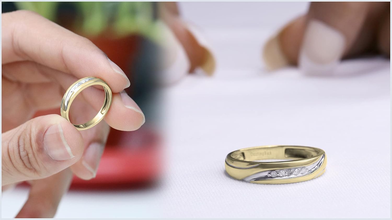 Dazzlingrock Collection 0.07 Ctw Round White Natural Diamond Mens Anniversary Wedding Band, 18K Yellow Gold Plated Sterling Silver