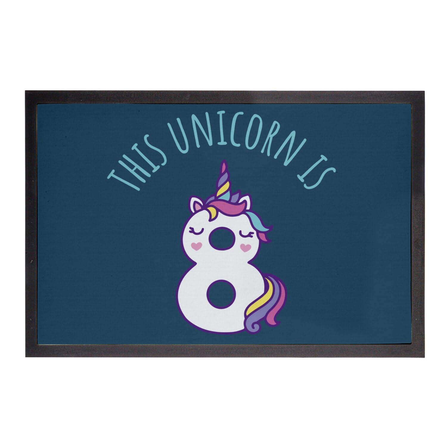 Cadeau anniversaire 8 ans paillasson bleu licorne magique unique