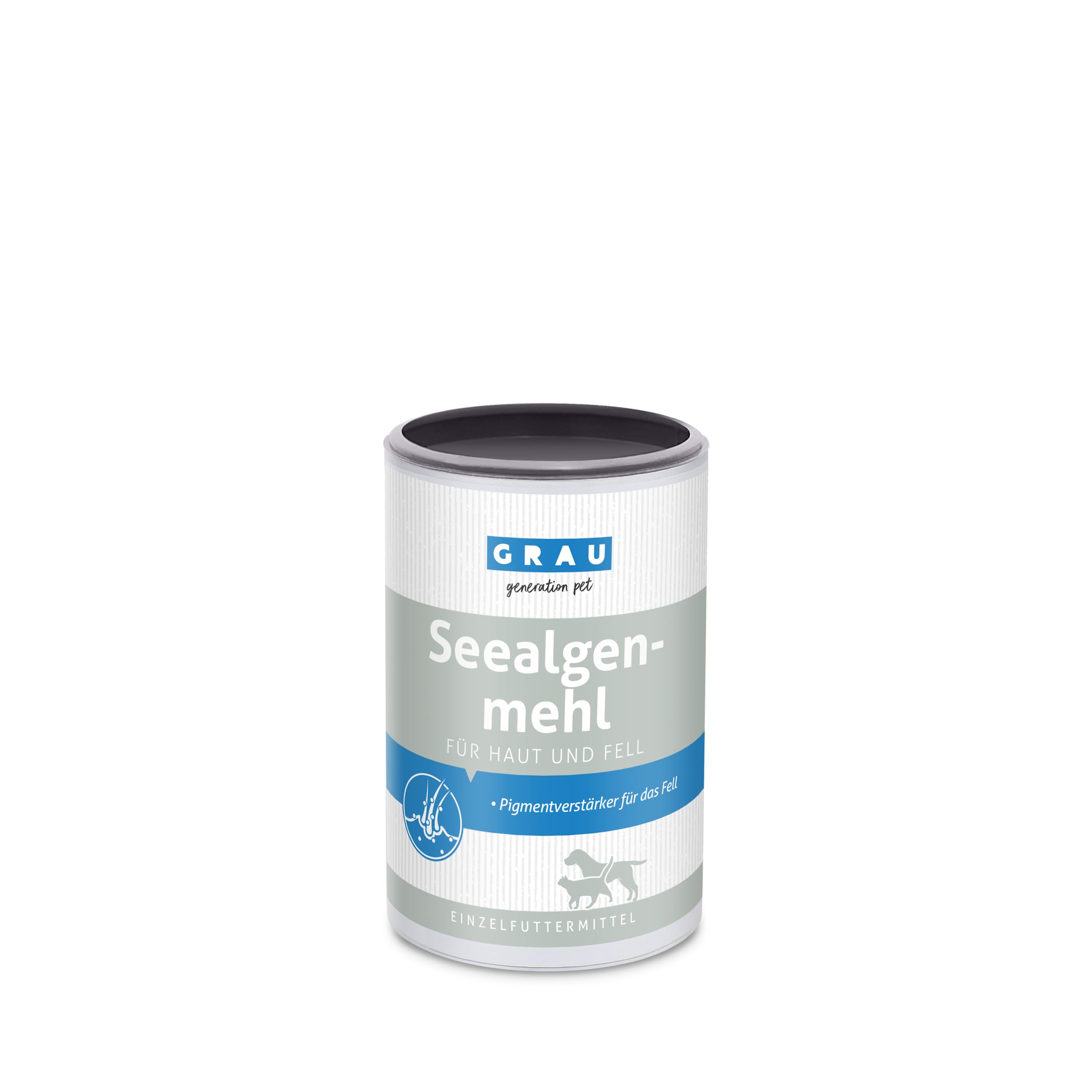 GRAU - El Original - Harina de Algas Marinas 100% Pura, para la pigmentación del Pelo, para un Pelo denso y Brillante, Pack Individual (1 x 200 g), Materia Prima para piensos de Perros y Gato