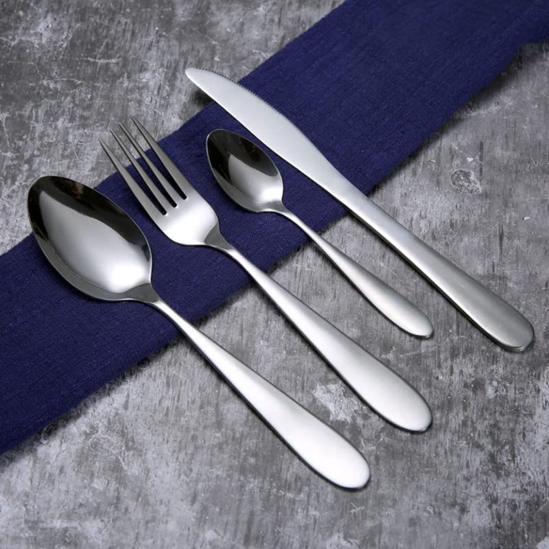 zestaw sztućców, Zestaw sztućców ze srebra, 24 szt. stali nierdzewnej, zestaw obiadowy do restauracji, nóż, widelec, łyżka, kuchenny na Boże Narodzenie, 6 zestawów srebrnych(6 Sets Golden B)