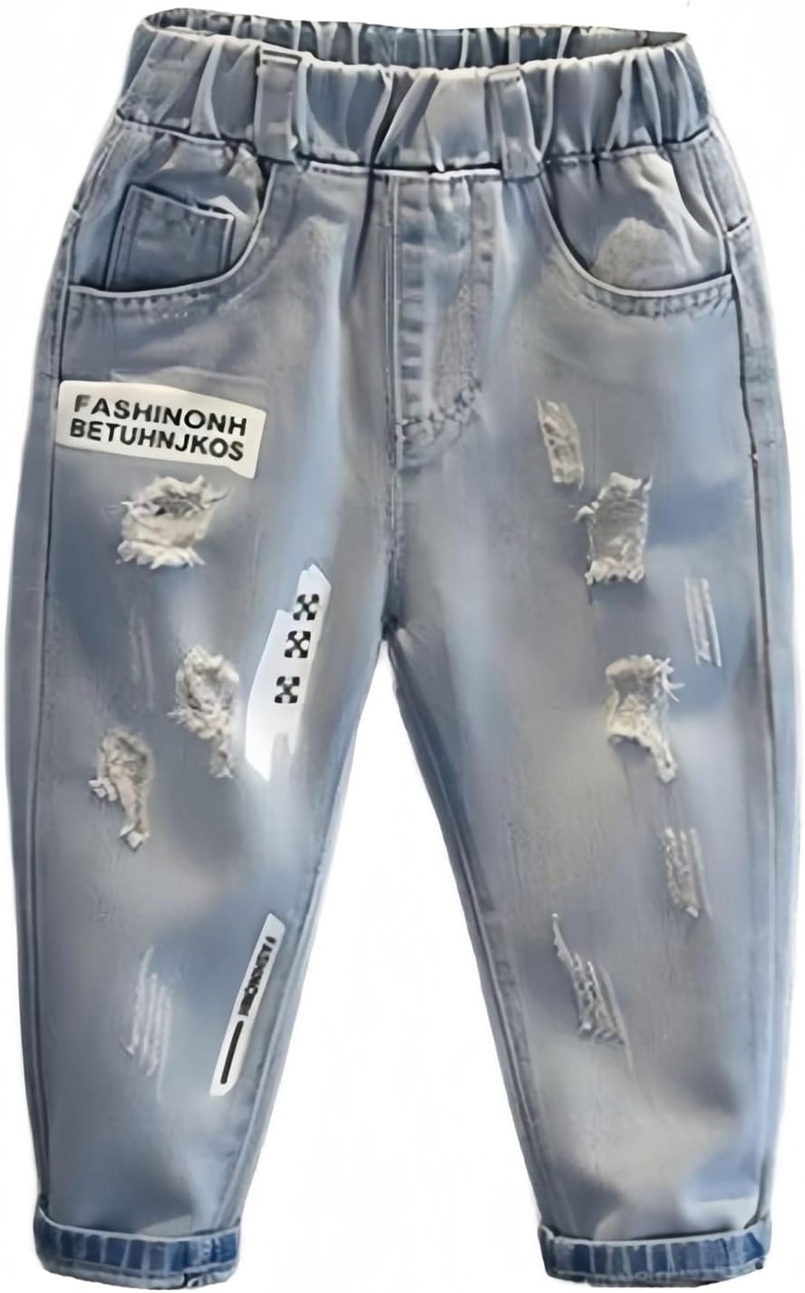Kids Jeans Boys Stretch Fit Elastic Waist Pull On Relaxed Kids Joggers Active Athletic Preppy Outdoor Soft Teenage Streetwear