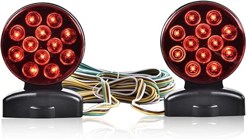 PIT66 Kit de luces LED de remolque magnético de 12 V, luces de circulación de freno de giro para remolque, RV, barco, camión, automóvil, bicicleta,