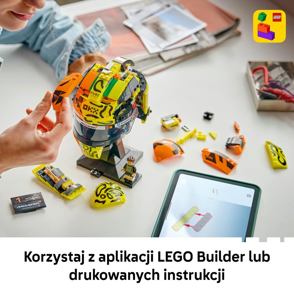 LEGO Editions Kask Lando Norris McLaren Mastercard F1 Team 43023 | Gadżet F1, zestaw klocków dla dzieci i nastolatków, prezent dla fana Formuły 1, dla chłopców i dziewczynek 14+, 793 elementy